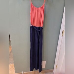 Pink Rose Coral And Navy Dress